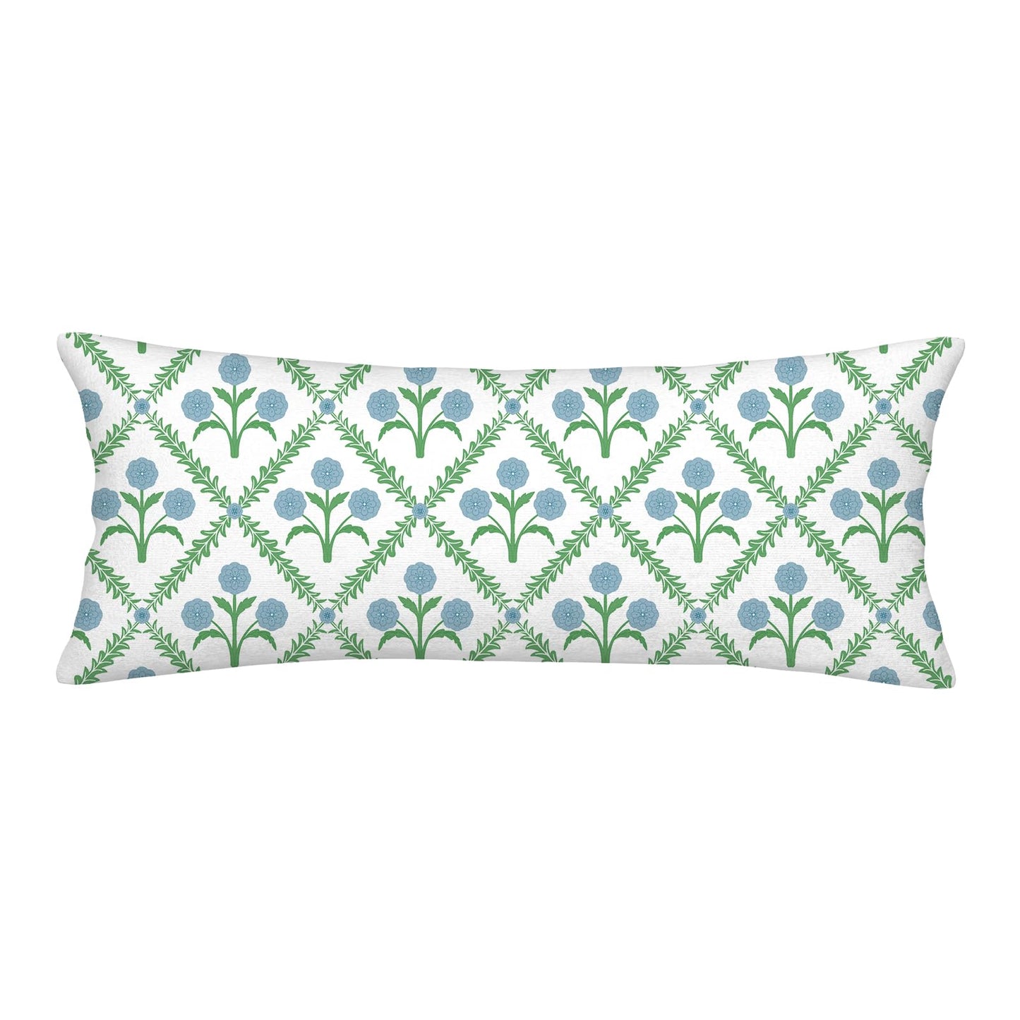Block Print Floral Long Lumbar Pillow Covers, 14x36 Inch — Floral 4