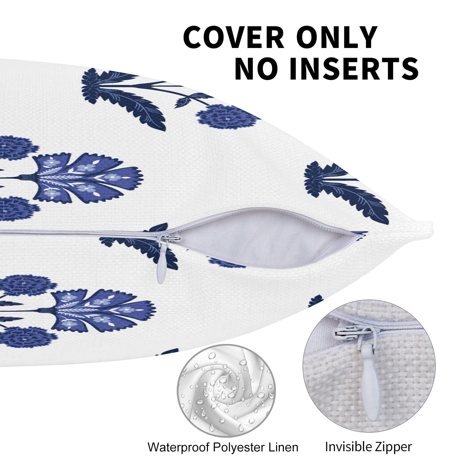 Block Print Floral Long Lumbar Pillow Covers, 14x36 Inch — Floral 5