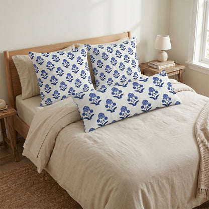 Block Print Floral Long Lumbar Pillow Covers, 14x36 Inch — Floral 5