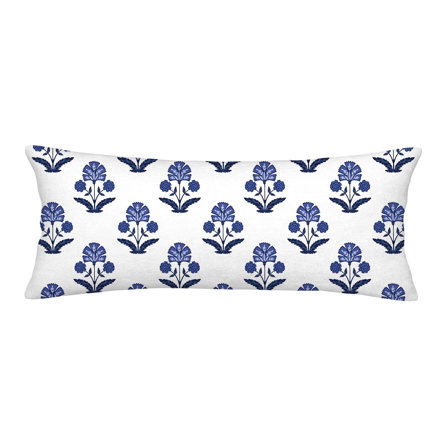 Block Print Floral Long Lumbar Pillow Covers, 14x36 Inch — Floral 5