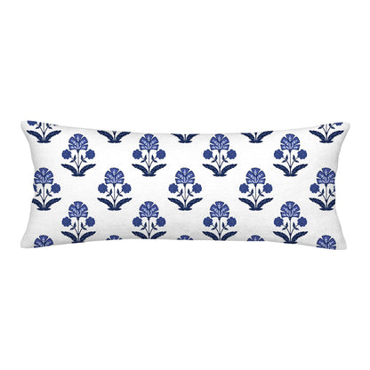 Block Print Floral Long Lumbar Pillow Covers, 14x36 Inch — Floral 5