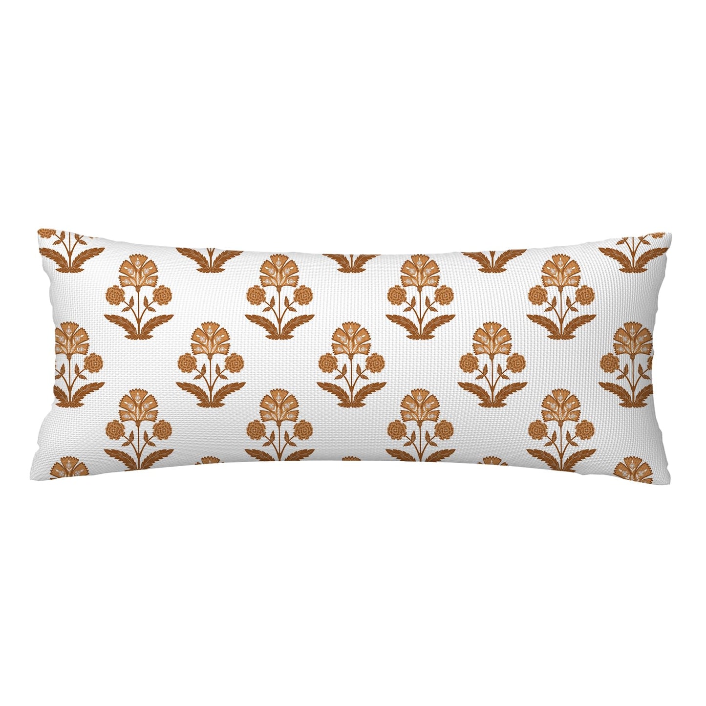 Block Print Floral Long Lumbar Pillow Covers, 14x36 Inch — Floral 7
