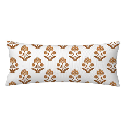 Block Print Floral Long Lumbar Pillow Covers, 14x36 Inch — Floral 7
