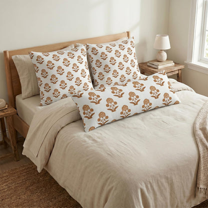 Block Print Floral Long Lumbar Pillow Covers, 14x36 Inch — Floral 7