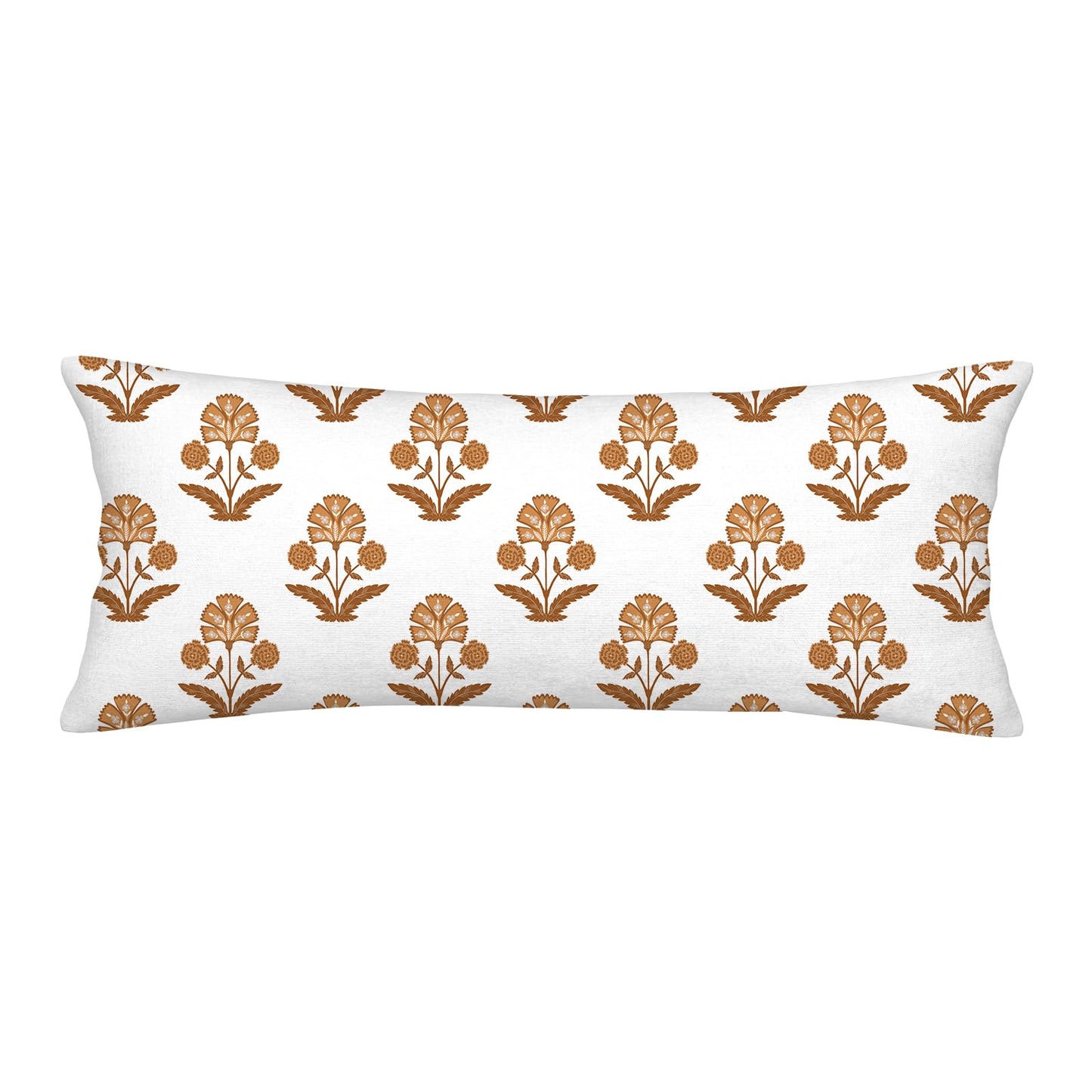 Block Print Floral Long Lumbar Pillow Covers, 14x36 Inch — Floral 7