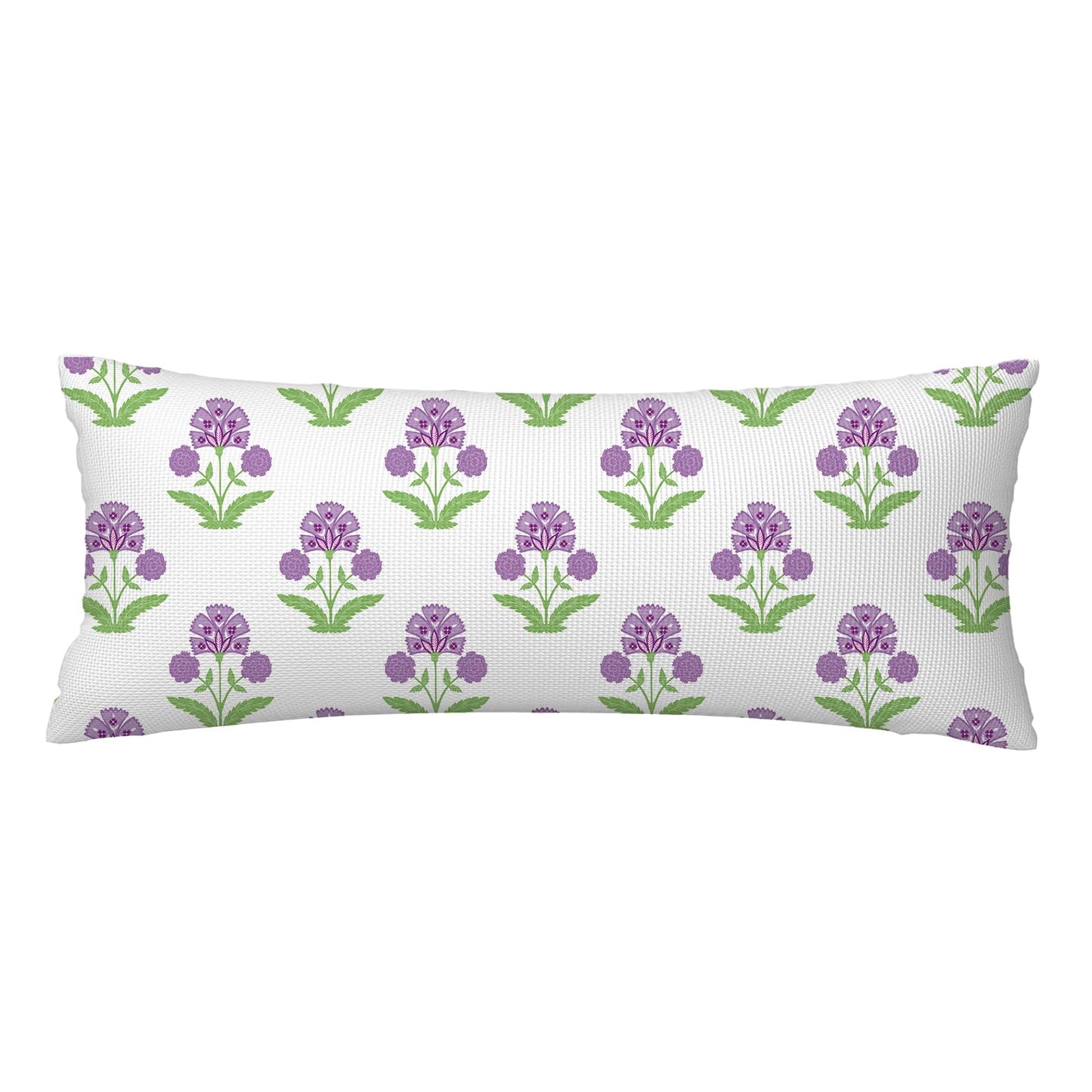 Block Print Floral Long Lumbar Pillow Covers, 14x36 Inch — Floral 8