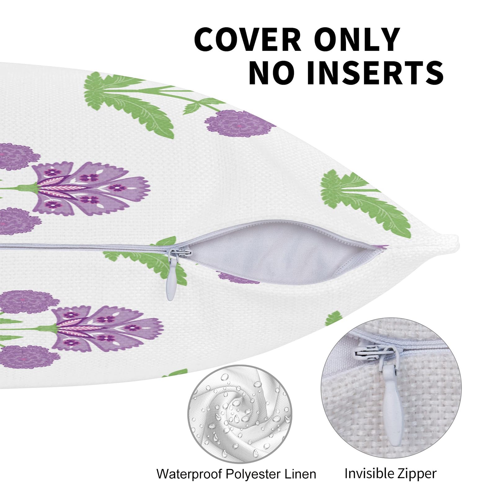 Block Print Floral Long Lumbar Pillow Covers, 14x36 Inch — Floral 8