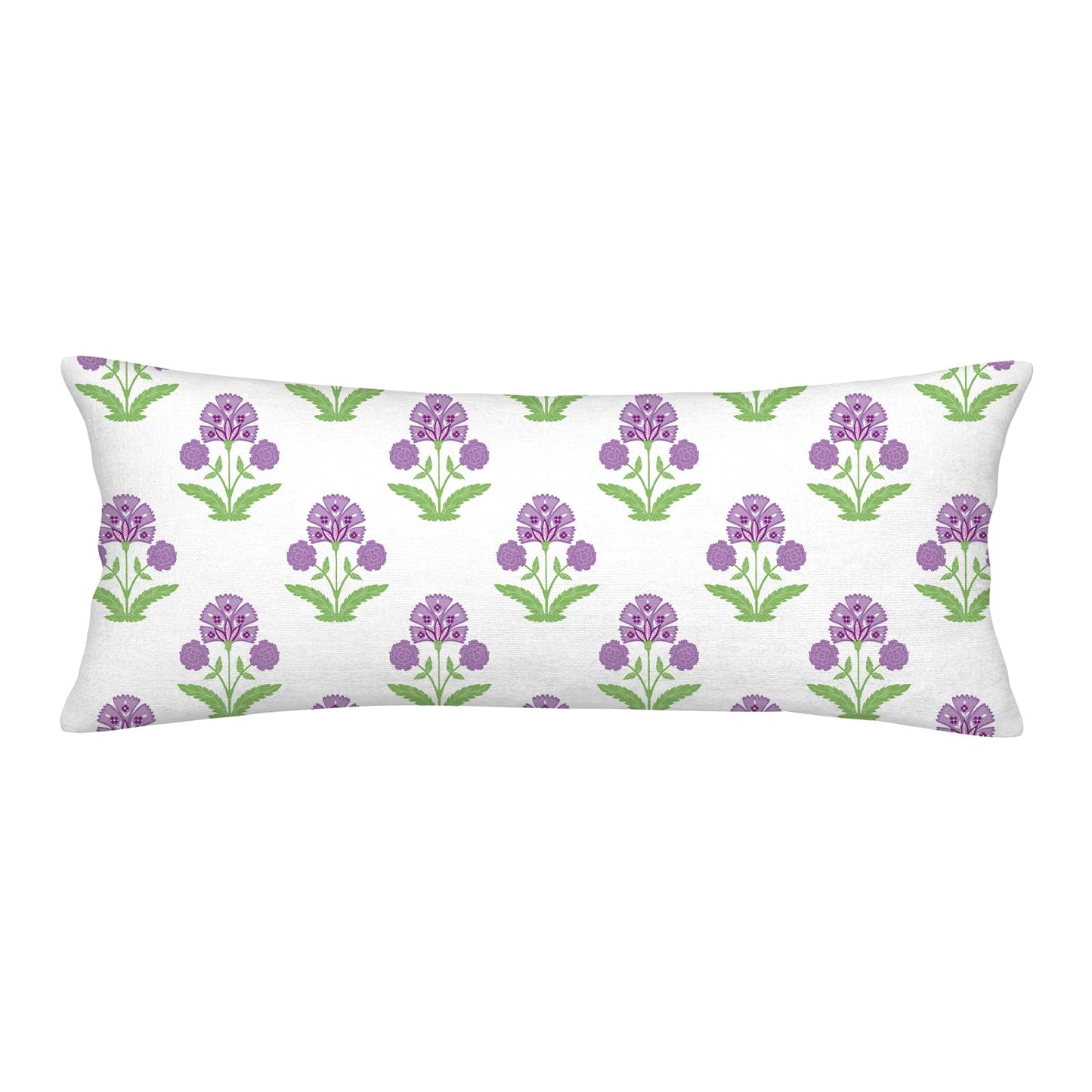 Block Print Floral Long Lumbar Pillow Covers, 14x36 Inch — Floral 8