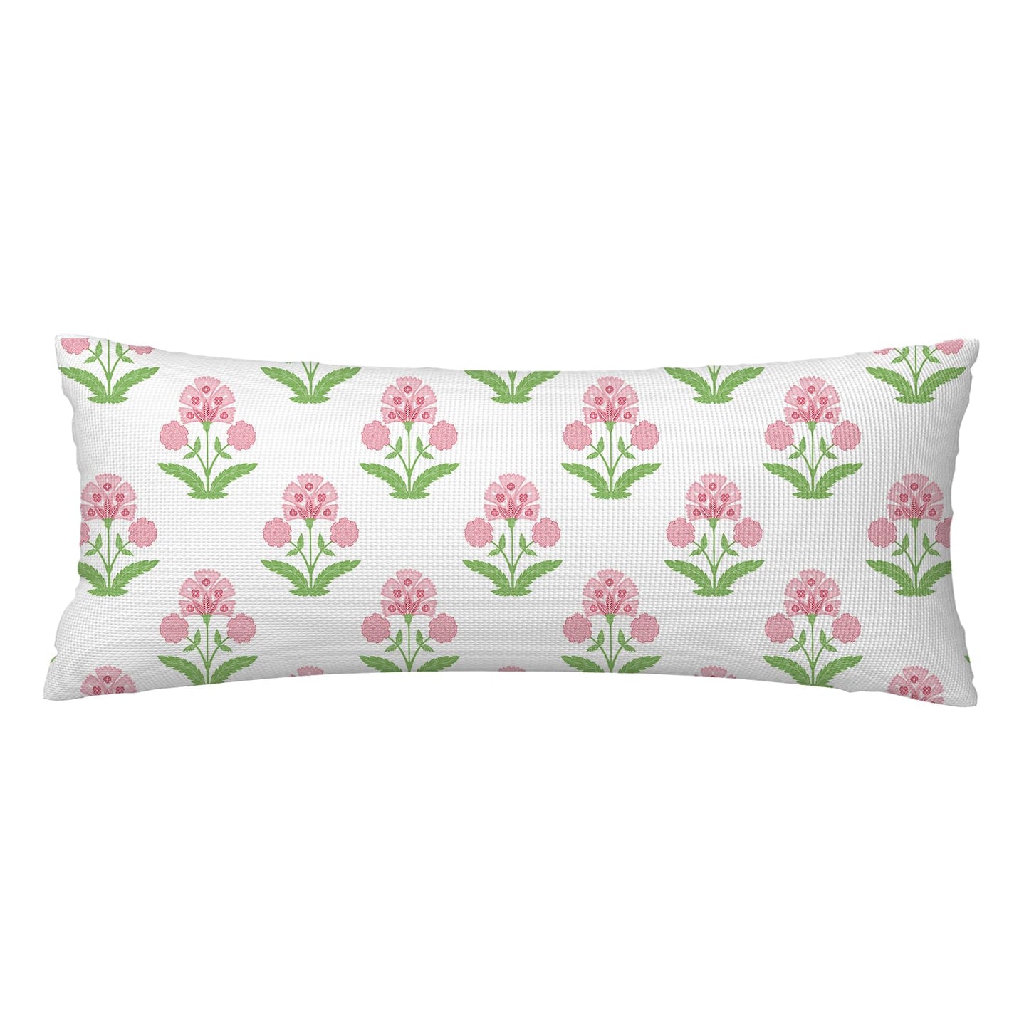 Block Print Floral Long Lumbar Pillow Covers, 14x36 Inch — Floral 9