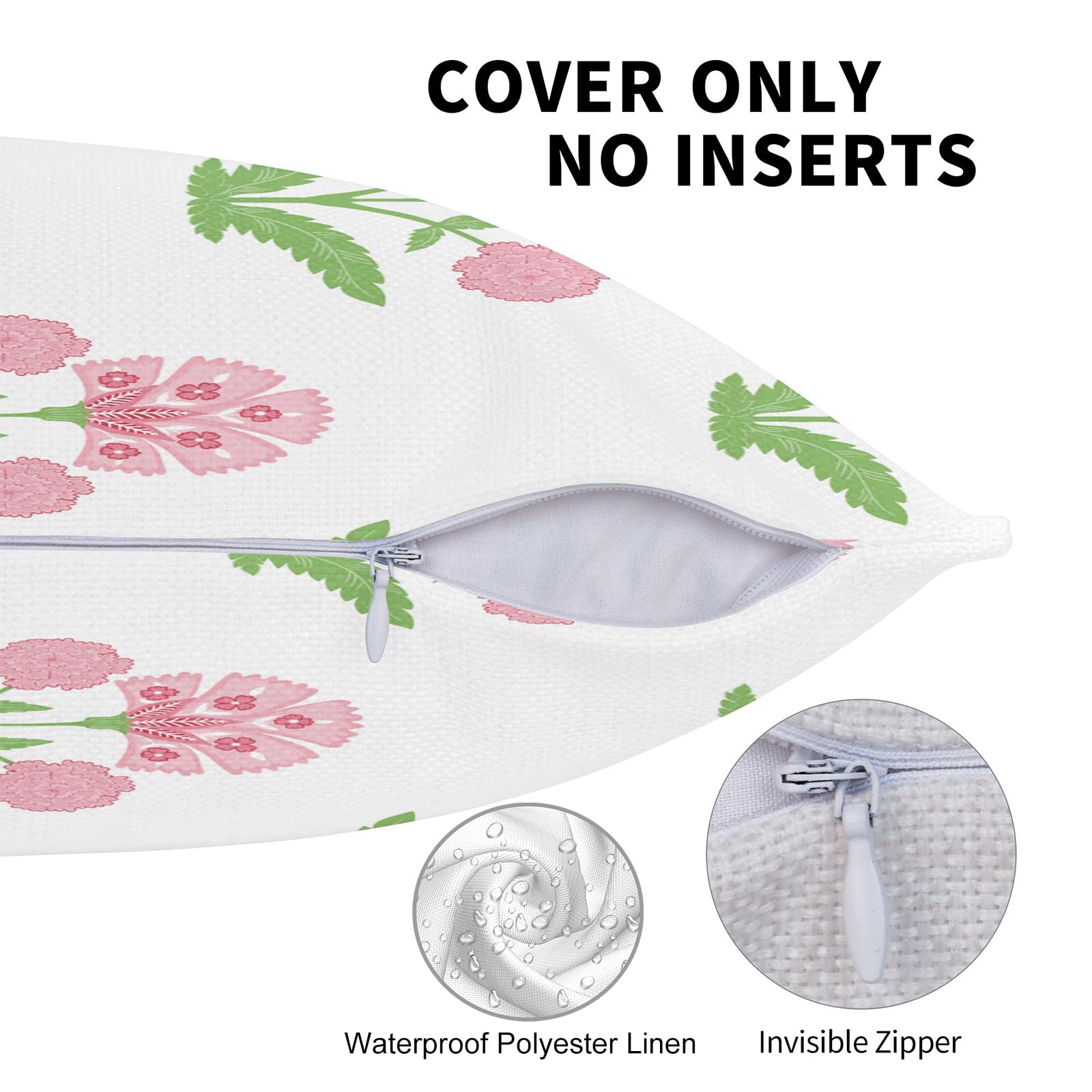 Block Print Floral Long Lumbar Pillow Covers, 14x36 Inch — Floral 9