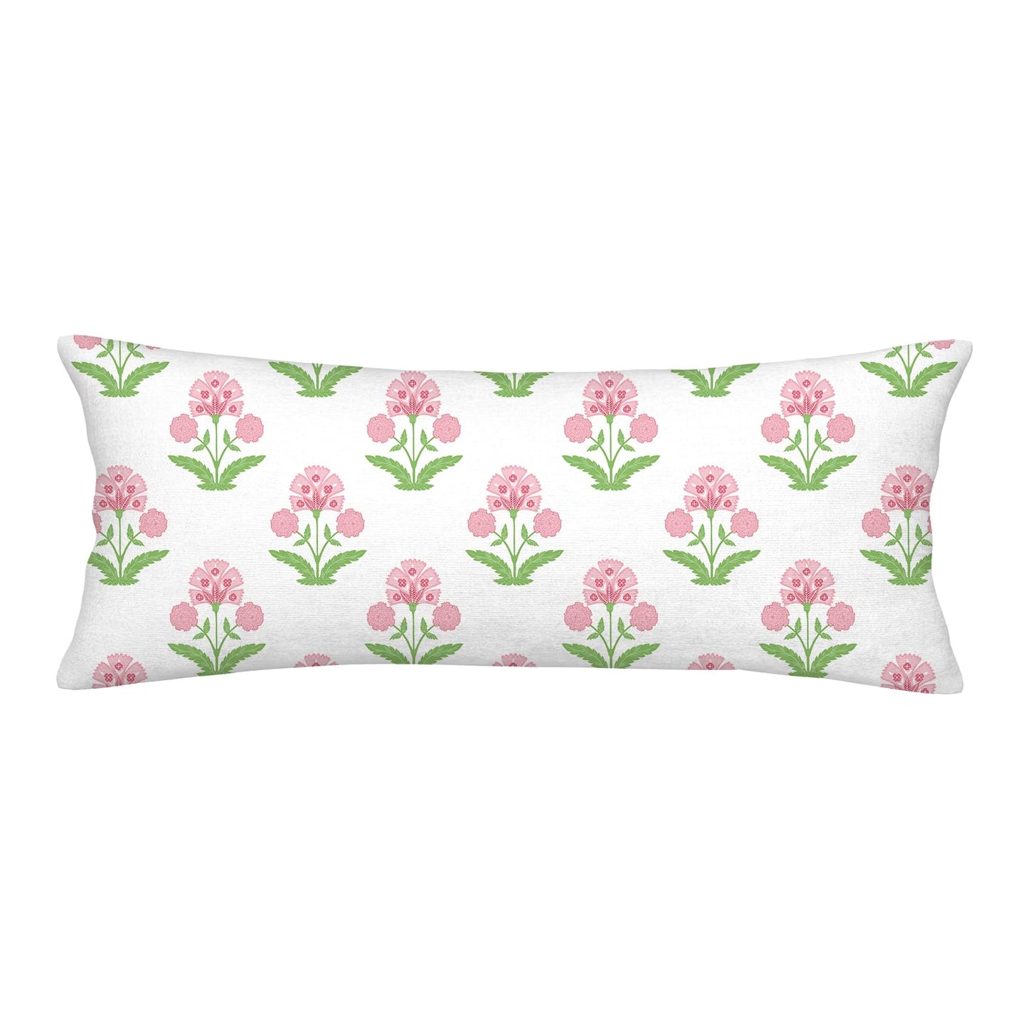 Block Print Floral Long Lumbar Pillow Covers, 14x36 Inch — Floral 9