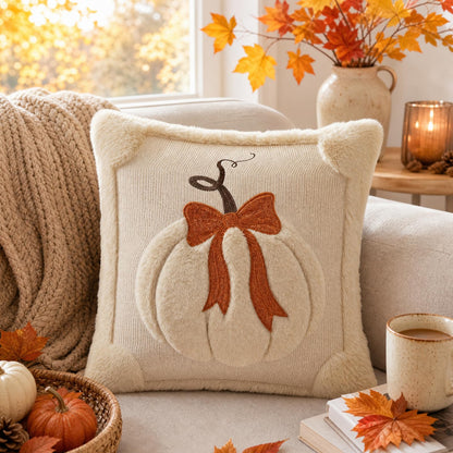 Textured Pumpkin Fall Pillow Covers, Set of 2 — Beige
