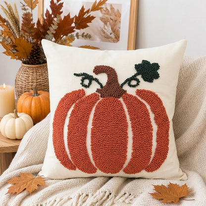 Tufted Pumpkin Fall Pillow Covers, Set of 2 — Terracotta