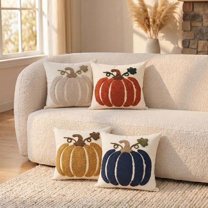 Tufted Pumpkin Fall Pillow Covers, Set of 2 — Terracotta