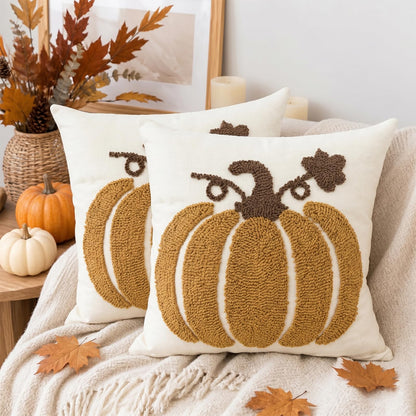 Tufted Pumpkin Fall Pillow Covers, Set of 2 — Mustard Yellow