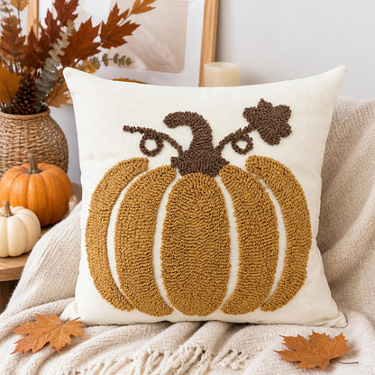 Tufted Pumpkin Fall Pillow Covers, Set of 2 — Mustard Yellow