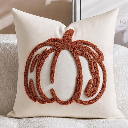 Tufted Pumpkin Fall Pillow Covers, Set of 2 — Caramel Orange
