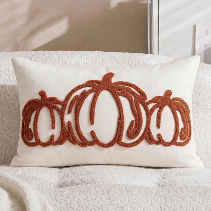 Tufted Pumpkin Fall Pillow Covers, Set of 2 — Caramel Orange
