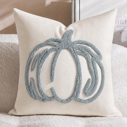 Tufted Pumpkin Fall Pillow Covers, Set of 2 — Blue
