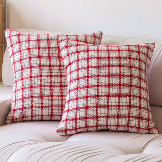 Christmas Plaid Pillow Covers — Red and White Plaid