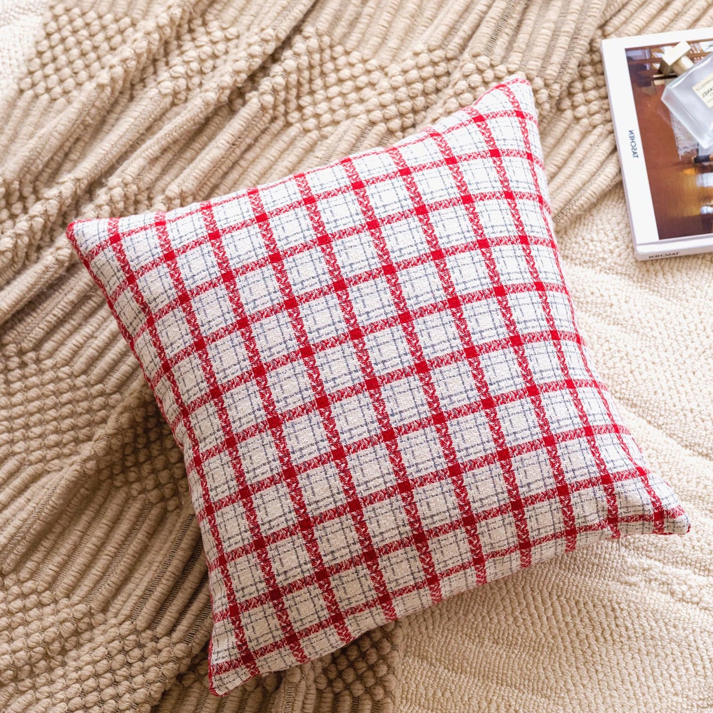 Christmas Plaid Pillow Covers — Red and White Plaid