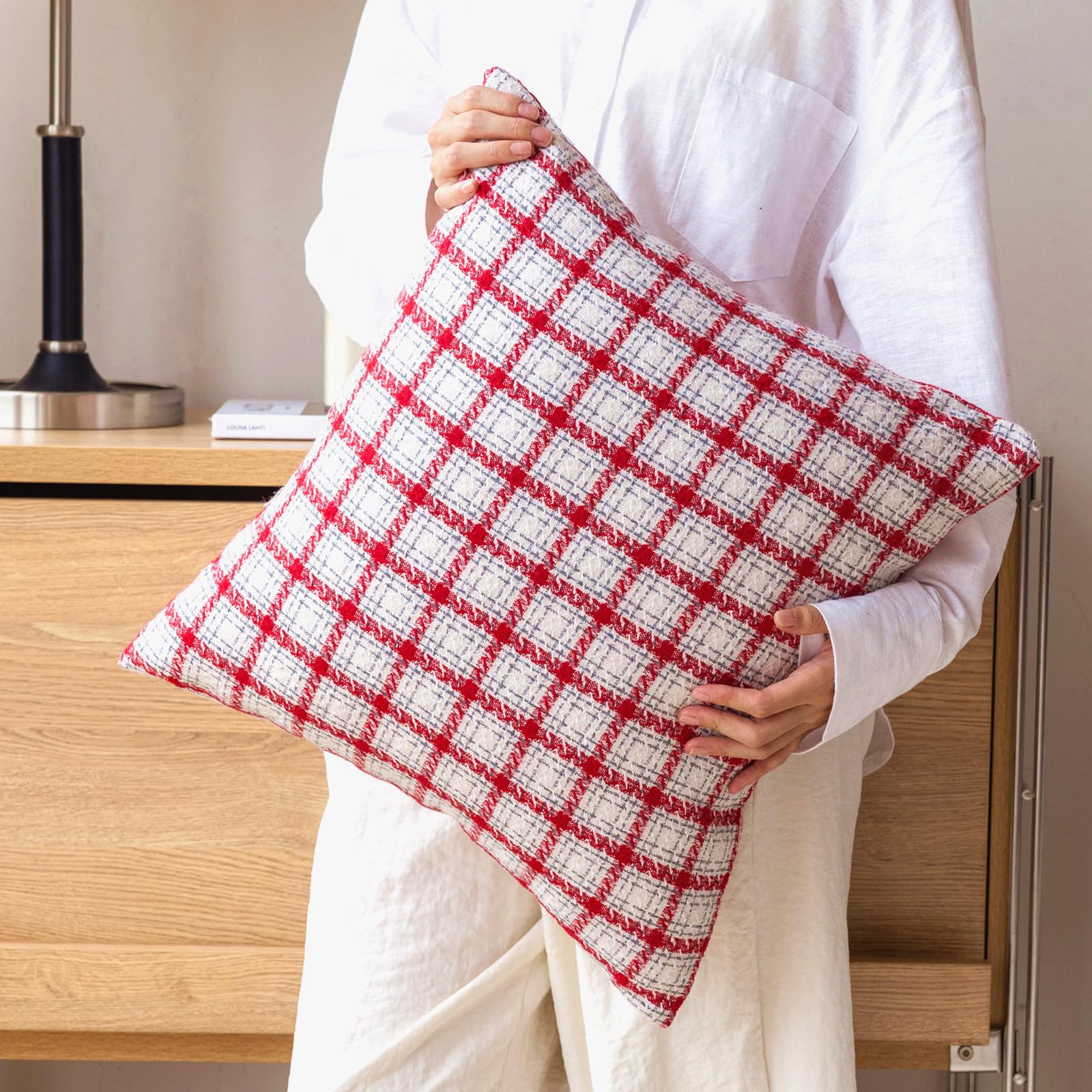 Christmas Plaid Pillow Covers — Red and White Plaid