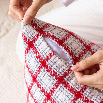 Christmas Plaid Pillow Covers — Red and White Plaid
