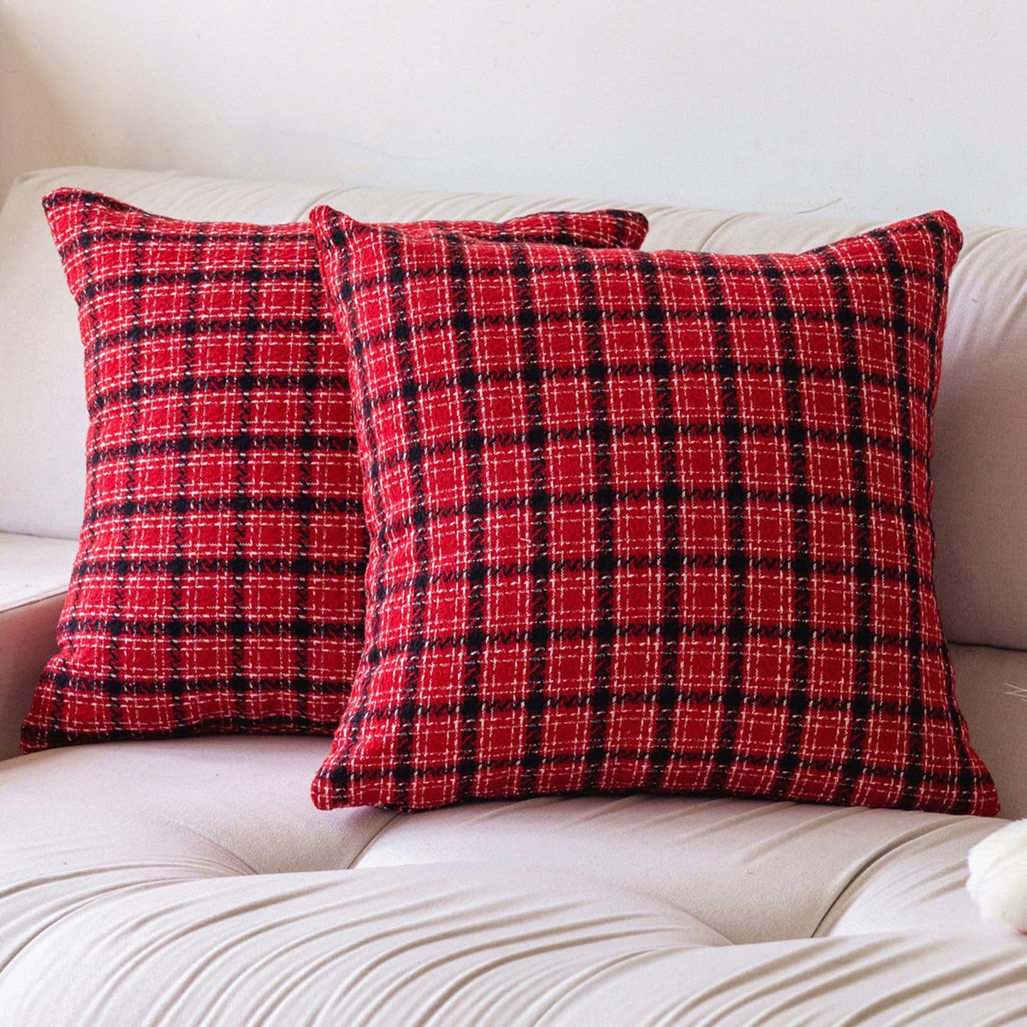 Christmas Plaid Pillow Covers — Red and Black Plaid