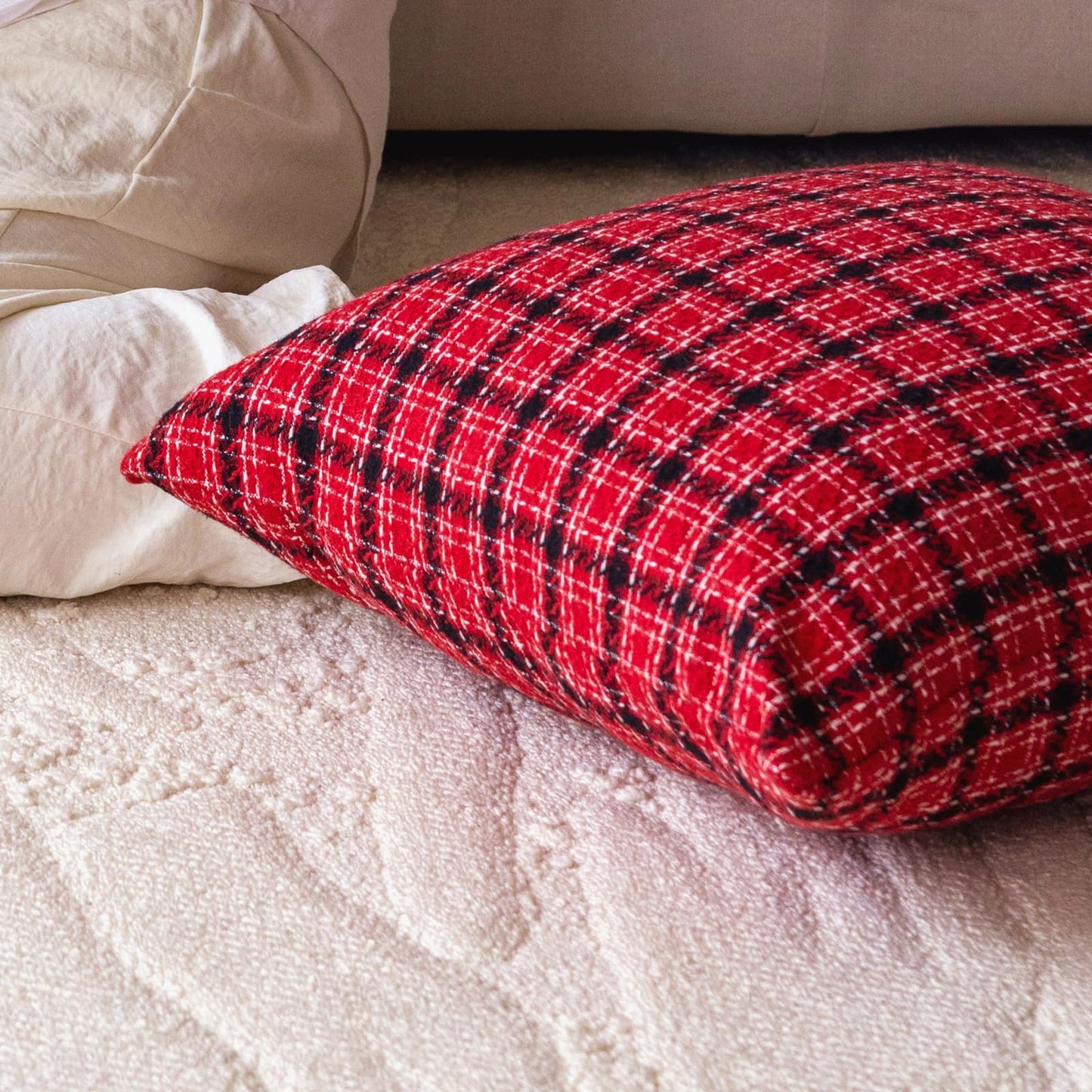 Christmas Plaid Pillow Covers — Red and Black Plaid