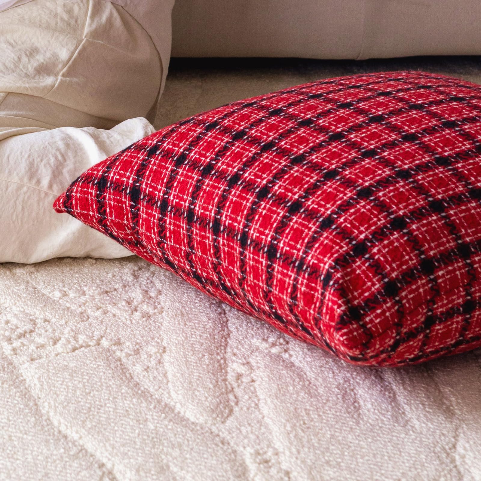 Christmas Plaid Pillow Covers — Red and Black Plaid