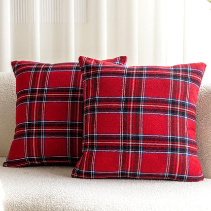 Christmas Plaid Pillow Covers — Red and Blue Plaid