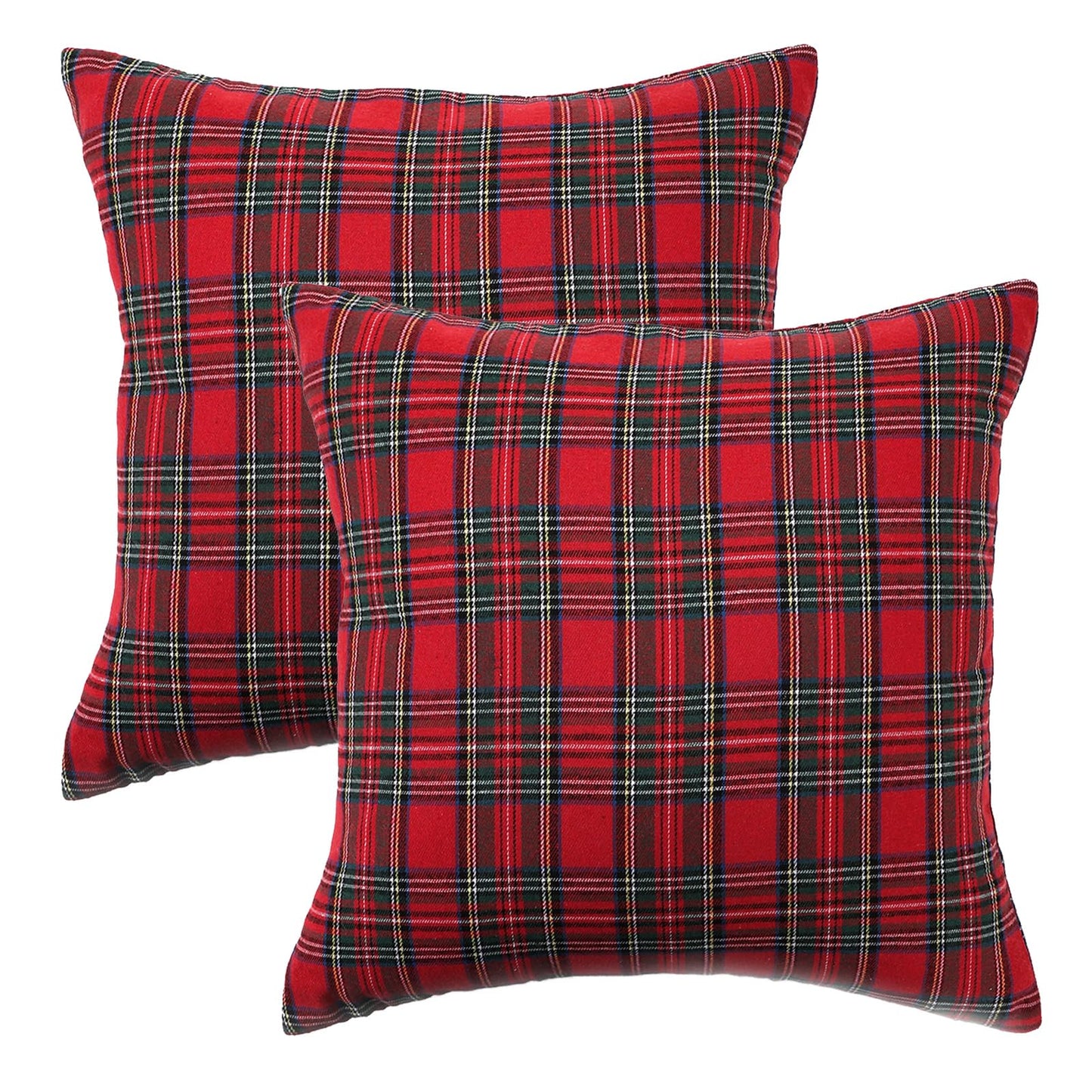 Christmas Tartan Plaid Pillow Covers, Set of 2 — Red Green Plaid