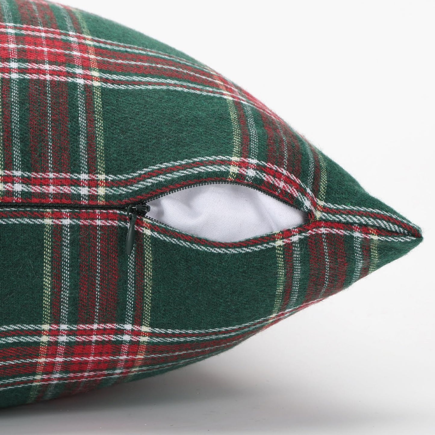 Christmas Tartan Plaid Pillow Covers, Set of 2 — Dark Green Red Plaid