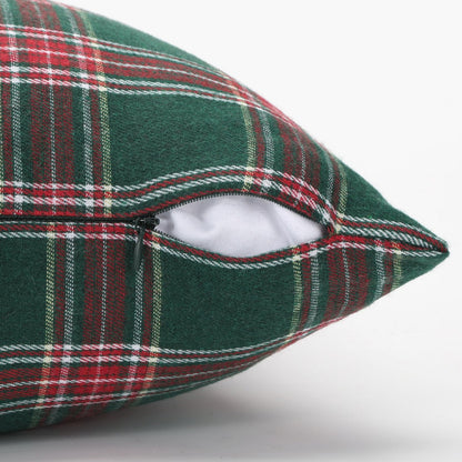 Christmas Tartan Plaid Pillow Covers, Set of 2 — Dark Green Red Plaid