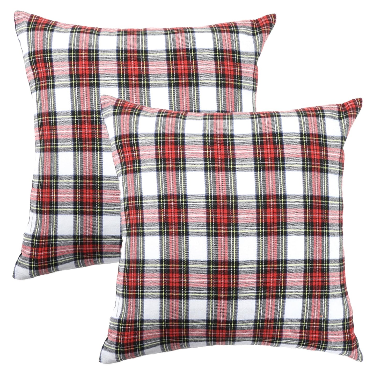Christmas Tartan Plaid Pillow Covers, Set of 2 — Red Black Plaid