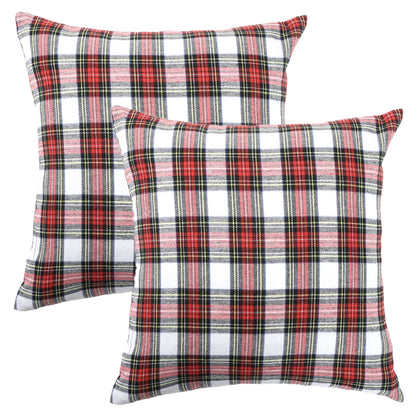Christmas Tartan Plaid Pillow Covers, Set of 2 — Red Black Plaid