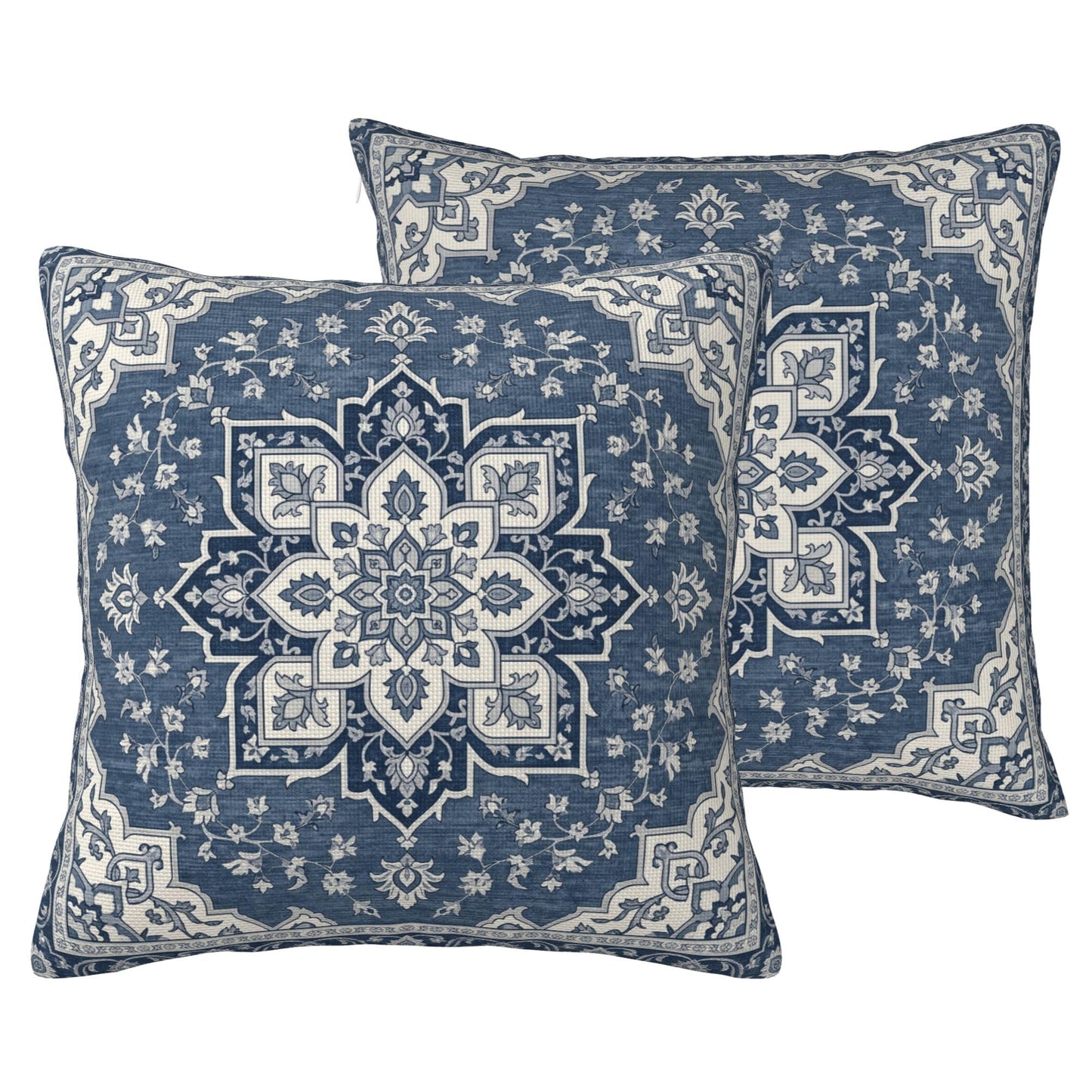Boho Water-Resistant Outdoor Pillow Covers, Set of 2 — Blue