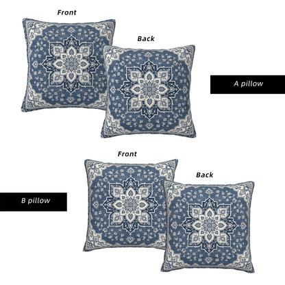 Boho Water-Resistant Outdoor Pillow Covers, Set of 2 — Blue