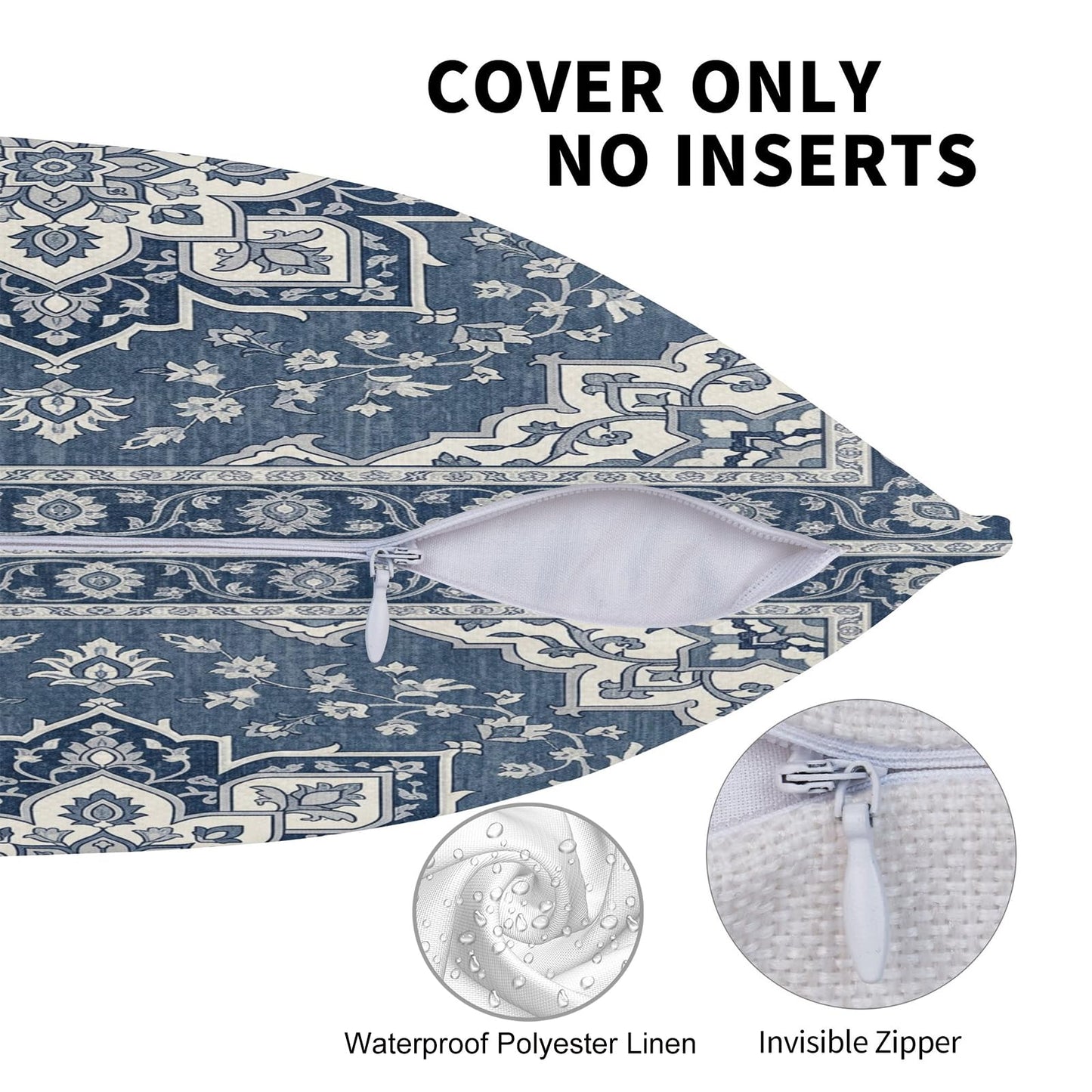 Boho Water-Resistant Outdoor Pillow Covers, Set of 2 — Blue