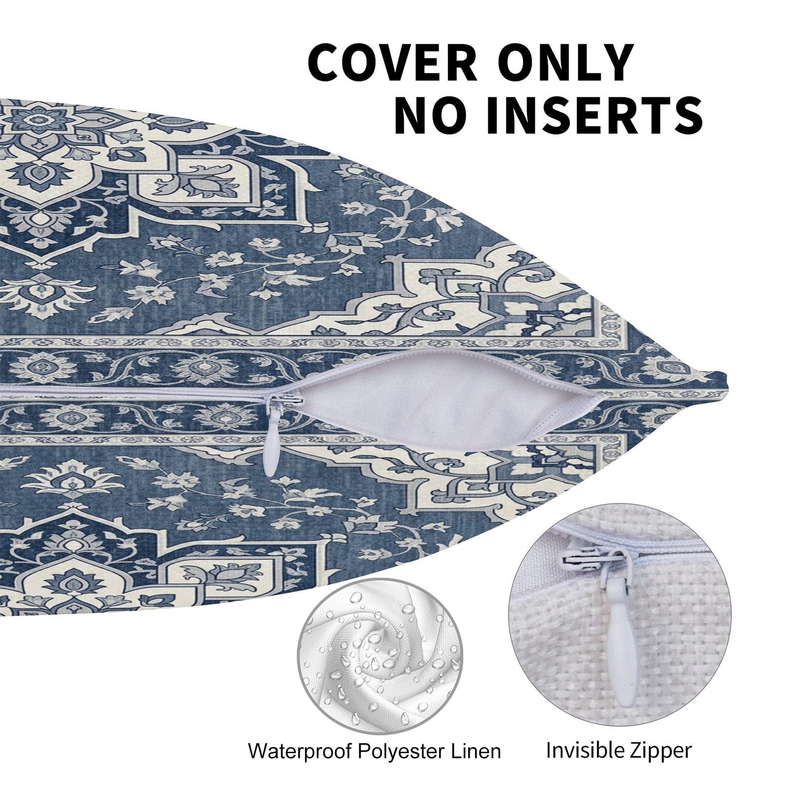 Boho Water-Resistant Outdoor Pillow Covers, Set of 2 — Blue