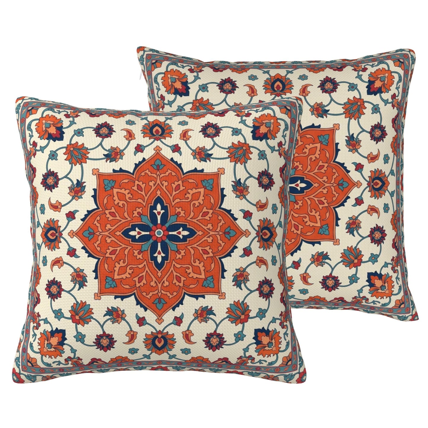 Boho Water-Resistant Outdoor Pillow Covers, Set of 2 — Terracotta Orange