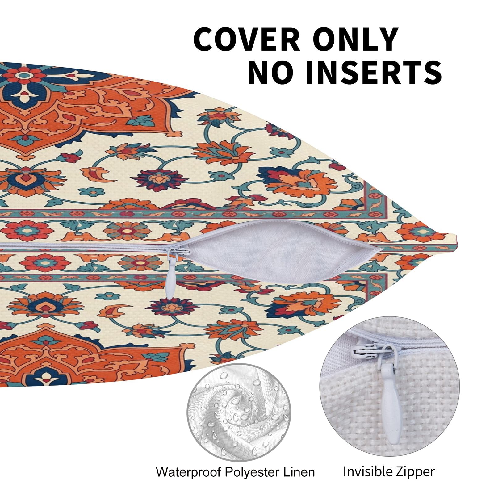 Boho Water-Resistant Outdoor Pillow Covers, Set of 2 — Terracotta Orange