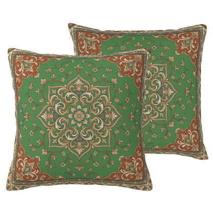 Boho Water-Resistant Outdoor Pillow Covers, Set of 2 — Emerald Green