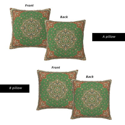 Boho Water-Resistant Outdoor Pillow Covers, Set of 2 — Emerald Green
