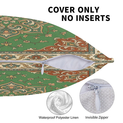 Boho Water-Resistant Outdoor Pillow Covers, Set of 2 — Emerald Green