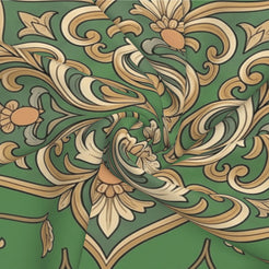 Fabric close-up of water-resistant linen-look polyester outdoor pillow cover with green paisley floral