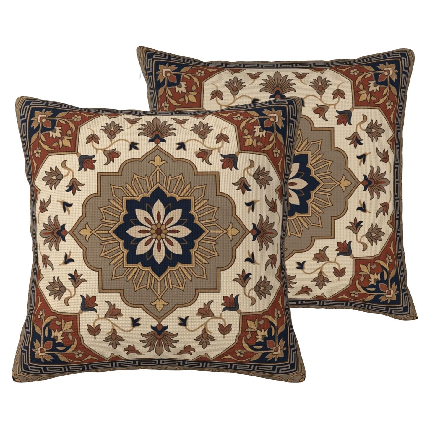 Boho Water-Resistant Outdoor Pillow Covers, Set of 2 — Khaki