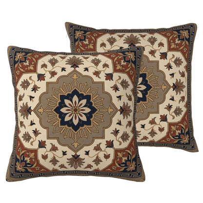 Boho Water-Resistant Outdoor Pillow Covers, Set of 2 — Khaki
