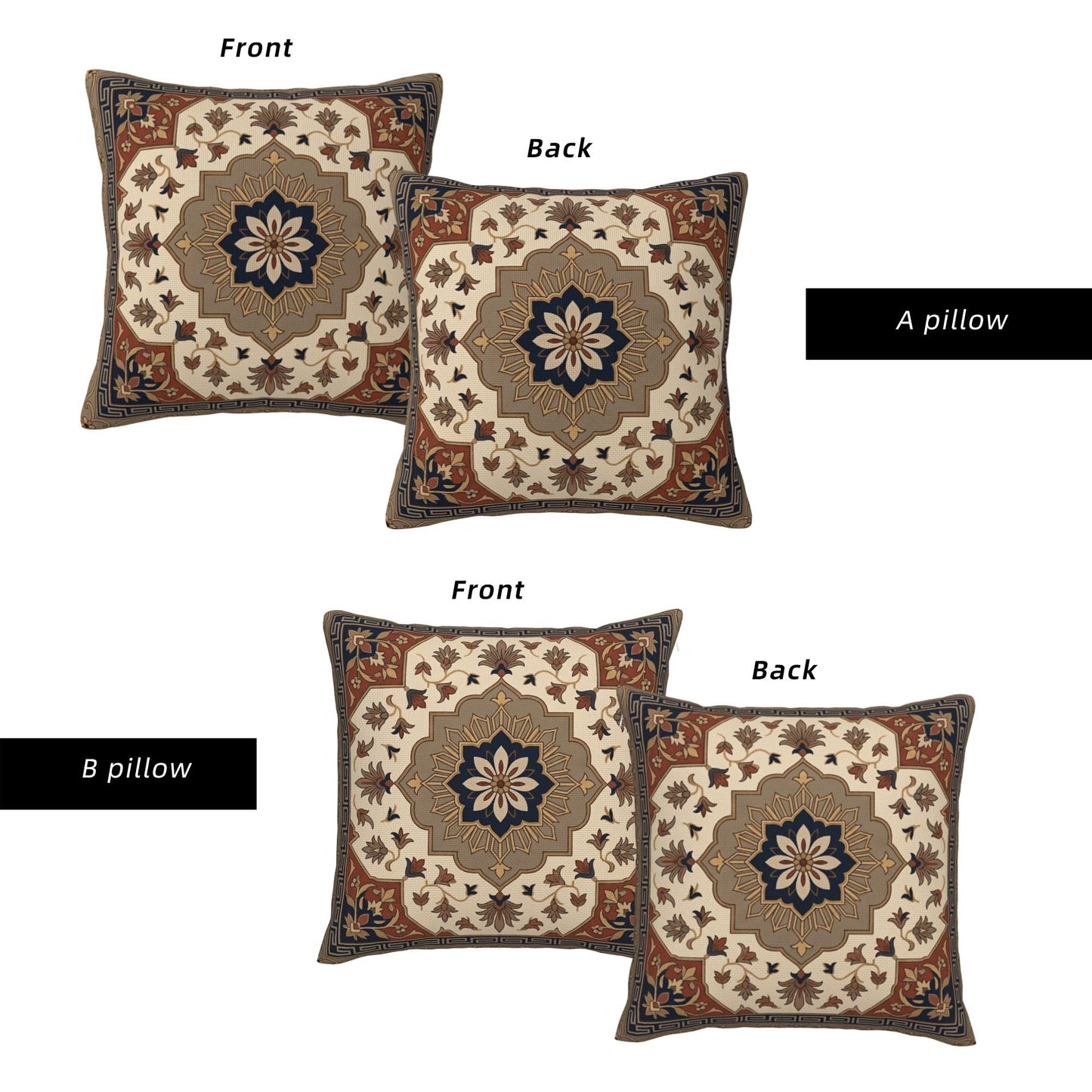 Boho Water-Resistant Outdoor Pillow Covers, Set of 2 — Khaki