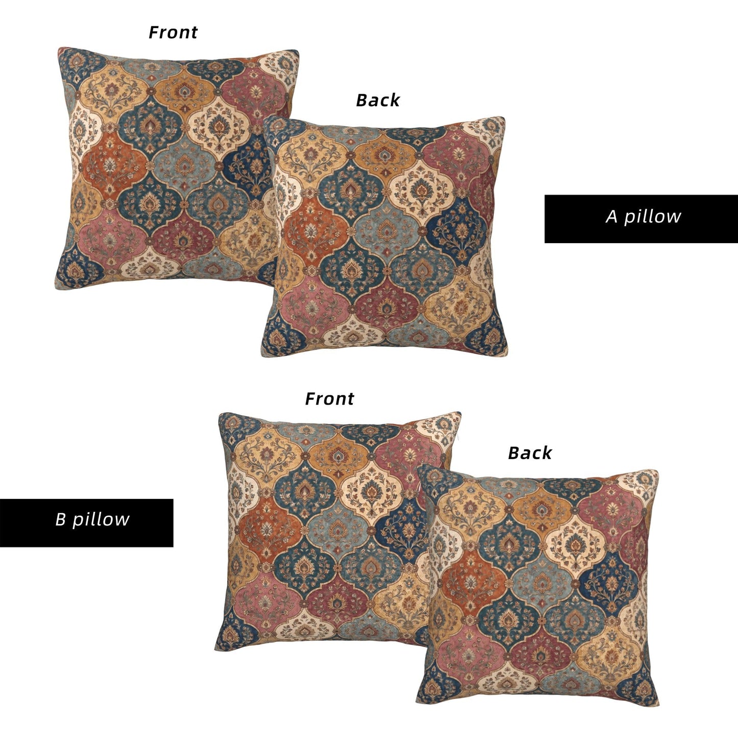 Boho Water-Resistant Outdoor Pillow Covers, Set of 2 — Multi-Color